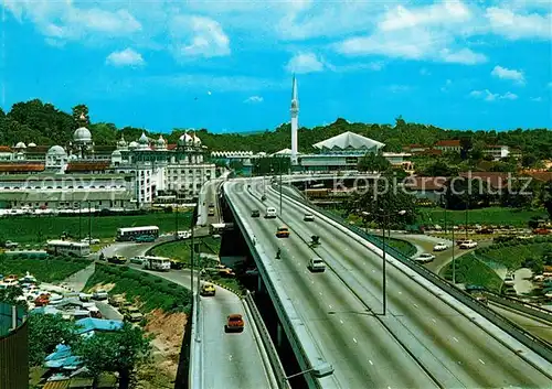 AK / Ansichtskarte Kuala_Lumpur Bird s eye view of Masjid Negara National Mosque Railway Station Federal Highway Kuala_Lumpur