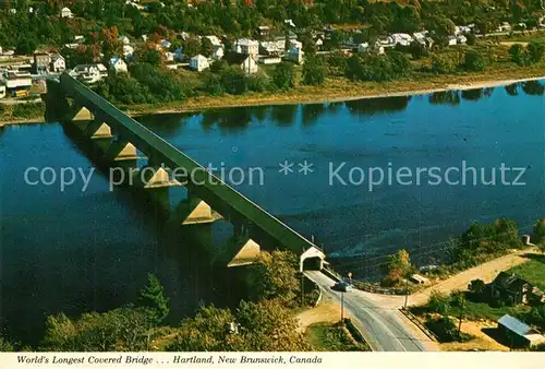 AK / Ansichtskarte New_Brunswick_Nouveau_Brunswick Hartland Bridge crossing Saint John River aerial view New_Brunswick