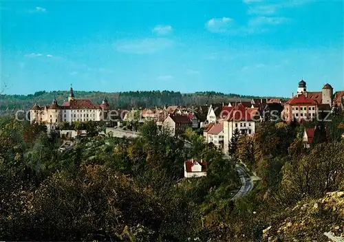 AK / Ansichtskarte Langenburg_Wuerttemberg Teilansicht mit Schloss und Torturm Langenburg Wuerttemberg