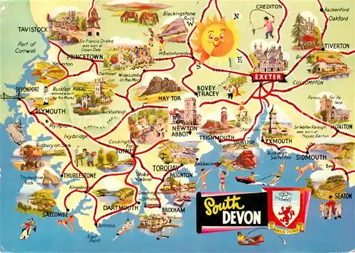 AK / Ansichtskarte South_Devon Landkarte der Region South Devon