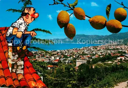AK / Ansichtskarte Bordighera Riviera dei Fiori Panorama da levante Suedfruechte Zitronenbaum Bordighera