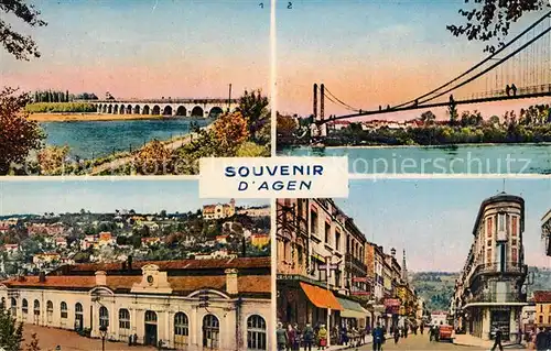 AK / Ansichtskarte Agen_Lot_et_Garonne Pont Canal Pont suspendu La gare Boulevard Carnot Agen_Lot_et_Garonne