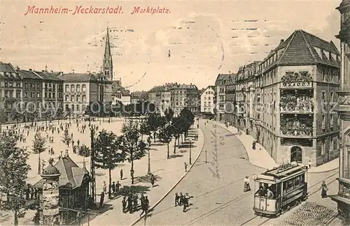 AK / Ansichtskarte Strassenbahn Mannheim Neckarstadt Marktplatz 