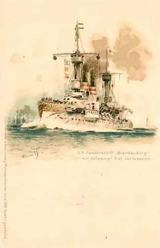 AK / Ansichtskarte Marine S.M. Panzerschiff Brandenburg Kiel Litho 