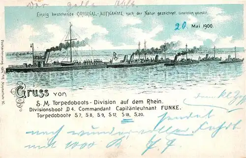 AK / Ansichtskarte Marine S.M. Torpedoboots Division Rhein Kapit?nleutnant Funke  