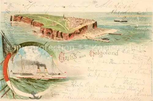 AK / Ansichtskarte Dampfer_Seitenrad Cobra Helgoland Litho 