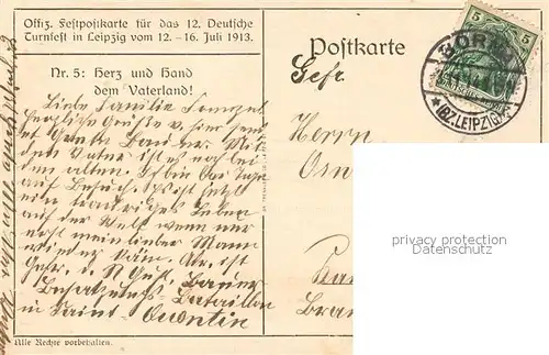 AK / Ansichtskarte Turnfest Leipzig 1913 Festpostkarte  