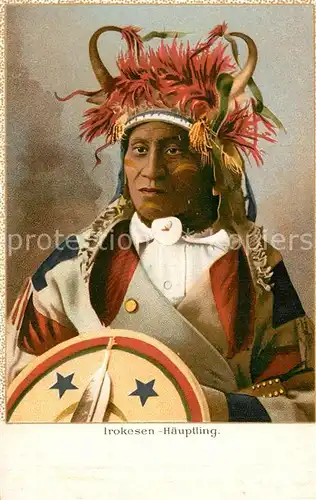 AK / Ansichtskarte Indianer_Native_American Irokesen H?uptling Litho 