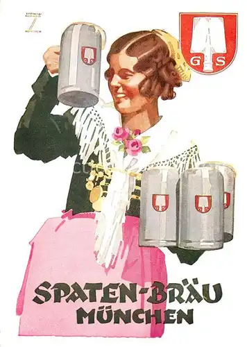 AK / Ansichtskarte Bier Spaten Br?u M?nchen K?nstlerkarte Ludwig Hohlwein 