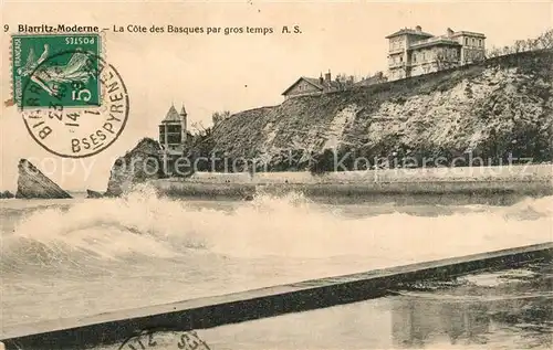 AK / Ansichtskarte Biarritz_Pyrenees_Atlantiques Cote des Basques par gros temps Biarritz_Pyrenees