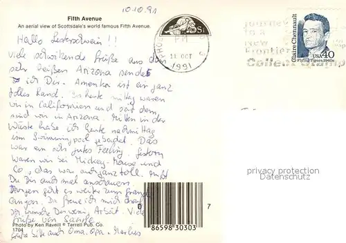 AK / Ansichtskarte Scottsdale Aerial view of famous Fifth Avenue Scottsdale