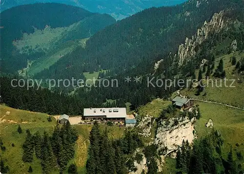 AK / Ansichtskarte Unterammergau August Schuster Haus am Puerschling Berghaus Alpen Fliegeraufnahme Unterammergau