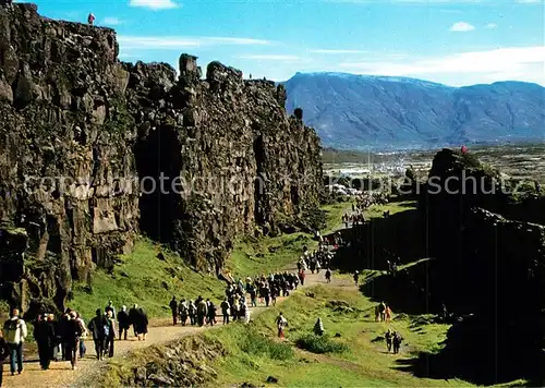 AK / Ansichtskarte Almannagja_Island Schlucht Alte Thingstaette Landschaftspanorama Almannagja_Island