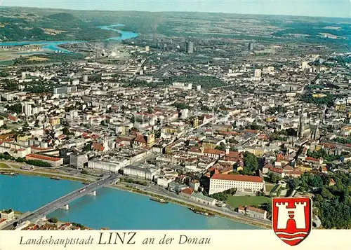 AK / Ansichtskarte Linz_Donau Landeshauptstadt Fliegeraufnahme Linz_Donau