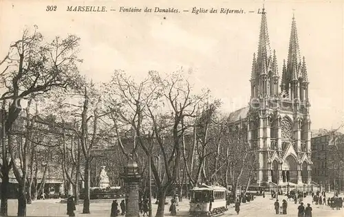 AK / Ansichtskarte Marseille_Bouches du Rhone Fontaine des Danaides Eglise Marseille