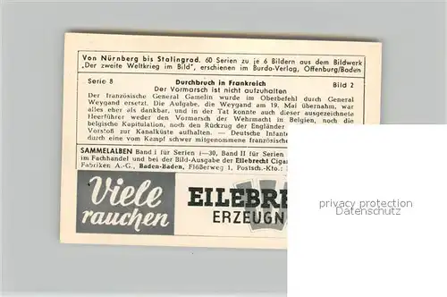 AK / Ansichtskarte Militaria_Deutschland_WK2 Von N?rnberg bis Stalingrad Vormarsch Eilebrecht Zigaretten 