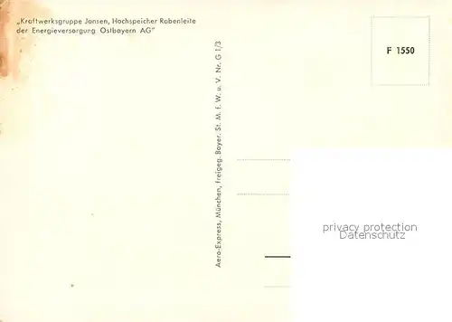 AK / Ansichtskarte Pfreimd Kraftwerksgruppe Jansen Hochspeicher Rabenleite der Energieversorung Ostbayern AG Fliegeraufnahme Pfreimd