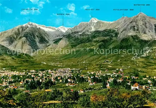 AK / Ansichtskarte Meran_Merano Panorama mit Texelgruppe Meran Merano