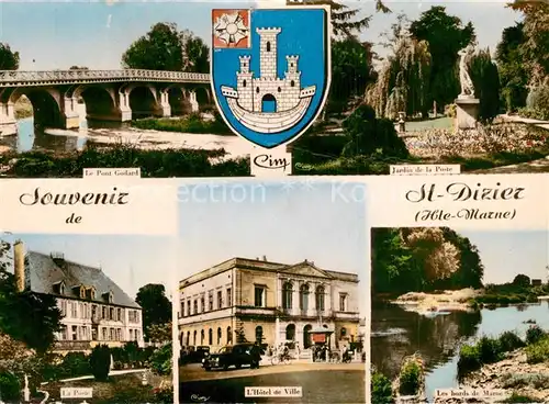 AK / Ansichtskarte Saint Dizier_Haute Marne Le Pont Godard Jardin de la Poste Hotel de Ville Les bords de Marne Saint Dizier Haute Marne
