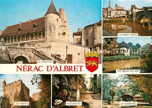 AK / Ansichtskarte Nerac Le Chateau Le Pont Vieux Les Bains du Roi Le Tastat Fleurette La Garenne Nerac