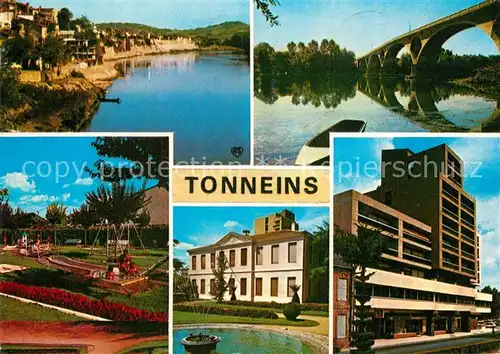 AK / Ansichtskarte Tonneins Les Quais Pont sur la Garonne Jardia denfants Hotel de Ville Residence du Parc Tonneins