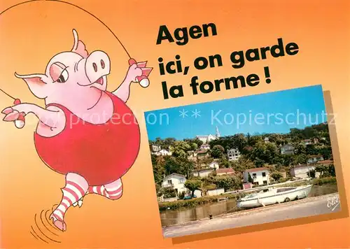 AK / Ansichtskarte Agen_Lot_et_Garonne Capitale du Pruneau Les bords du Canal et leglise de l Hermitage Agen_Lot_et_Garonne