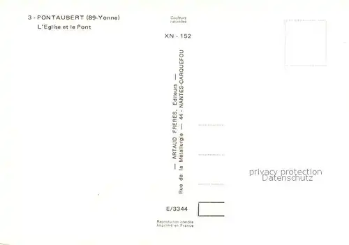 AK / Ansichtskarte Pontaubert Eglise et le Pont Pontaubert