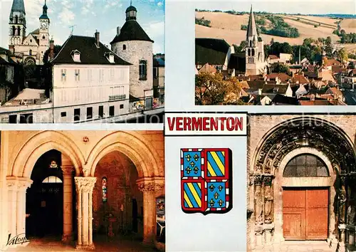 AK / Ansichtskarte Vermenton Le Meridien et leglise Notre Dame Vue generale Interieur de leglise et portail roman Vermenton