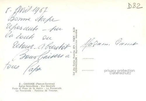 AK / Ansichtskarte Caussade Eglise Notre Dame Vue generale Poste et Place de la Mairie La Promenade Fontaine de Thouron Caussade