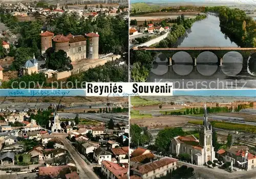 AK / Ansichtskarte Reynies Le Chateau Pont sur le Tarn Vue generale Eglise de Ste Anne Reynies