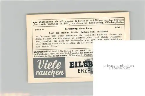 AK / Ansichtskarte Militaria_Deutschland_WK2 Von Stalingrad bis N?rnberg Zerst?rung ohne Ende Eilebrecht Zigaretten 