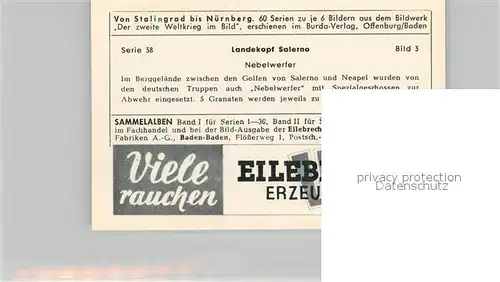 AK / Ansichtskarte Militaria_Deutschland_WK2 Von Stalingrad bis N?rnberg Landekopf Salerno Nebelwerfer Eilebrecht Zigaretten 