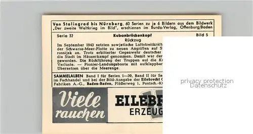 AK / Ansichtskarte Militaria_Deutschland_WK2 Von Stalingrad bis N?rnberg Kubanbr?ckenkopf R?ckzug Eilebrecht Zigaretten 