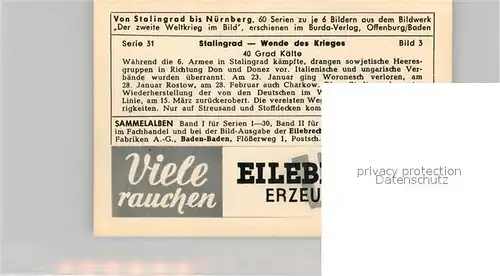 AK / Ansichtskarte Militaria_Deutschland_WK2 Von Stalingrad bis N?rnberg Wende des Krieges 40 Gard K?lte Landungsversuch bei Nowarossijsk Eilebrecht Zigaretten 