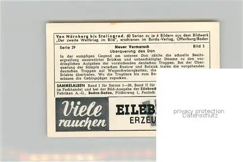 AK / Ansichtskarte Militaria_Deutschland_WK2 Von N?rnberg bis Stalingrad Neuer Vormarsch ?berquerung des Don Eilebrecht Zigaretten  