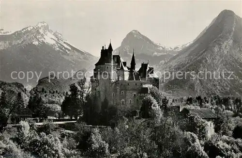 AK / Ansichtskarte Menthon Saint Bernard Chateau et montagnes des Bauges Alpes Menthon Saint Bernard