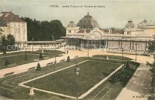 AK / Ansichtskarte Vittel Jardin Francais et Terrasse du Casino Vittel