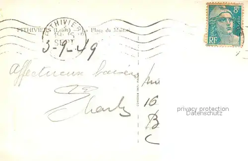 AK / Ansichtskarte Pithiviers_Loiret Place du Martroi Eglise Pithiviers Loiret