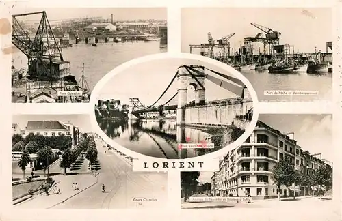 AK / Ansichtskarte Lorient_Morbihan_Bretagne Pont Gueydon Cours Chazelles Pont Saint Christophe Port de Peche et d embarquement Avenue du Faouedic Boulevard Joffre Lorient_Morbihan_Bretagne