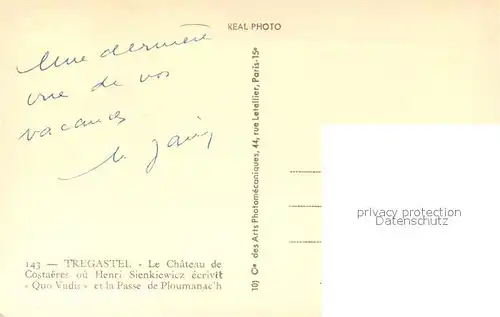 AK / Ansichtskarte Tregastel Chateau de Costaeres Ecrivain Henri Sienkiewicz Quo Vadis Passe de Ploumanach Voilier Tregastel