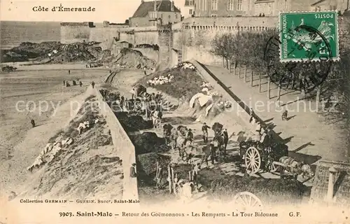 AK / Ansichtskarte Saint Malo_Ille et Vilaine_Bretagne Retour des Goemonnoux Remparts Tour Bidouane Saint Malo_Ille et Vilaine