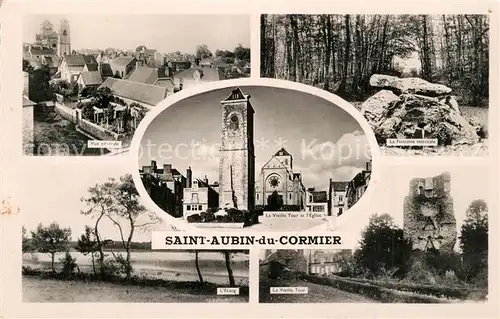 AK / Ansichtskarte Saint Aubin du Cormier Vue generale Fontaine Etang Tour Eglise Saint Aubin du Cormier