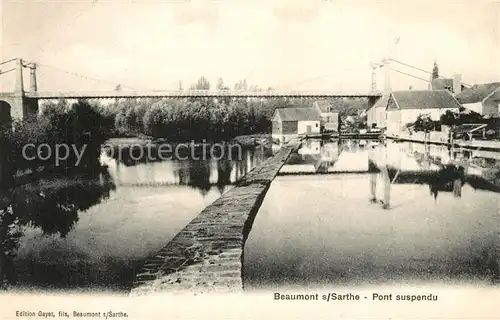 AK / Ansichtskarte Beaumont sur Sarthe Pont suspendu Beaumont sur Sarthe