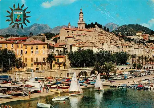 AK / Ansichtskarte Menton_Alpes_Maritimes Vieux port et la vieille ville Cote d Azur Menton_Alpes_Maritimes
