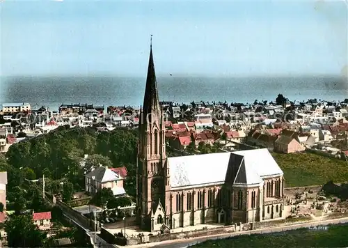 AK / Ansichtskarte Saint Aubin sur Mer_Calvados Vue panoramique Eglise vue aerienne Saint Aubin sur Mer