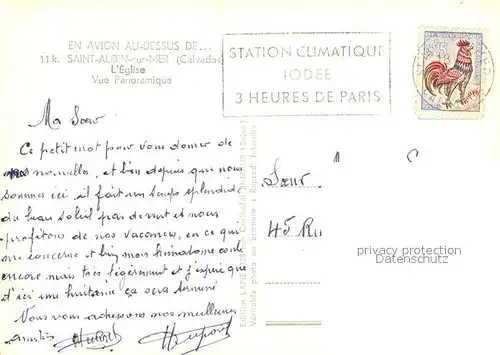 AK / Ansichtskarte Saint Aubin sur Mer_Calvados Vue panoramique Eglise vue aerienne Saint Aubin sur Mer