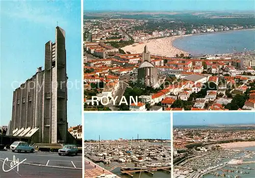 AK / Ansichtskarte Royan_Charente Maritime Eglise Port Plage vue aerienne Royan Charente Maritime