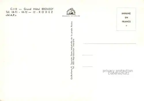 AK / Ansichtskarte Rodez Grand Hotel Broussy Rodez