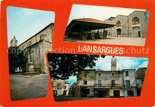 AK / Ansichtskarte Lansargues Place Saint Jean et l horloge Cave Cooperative Eglise Saint Martin Lansargues