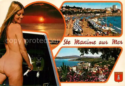 AK / Ansichtskarte Sainte_Maxime_sur_Mer_Var Strand Panorama Sonnenuntergang Badenixe Sainte_Maxime_sur_Mer_Var